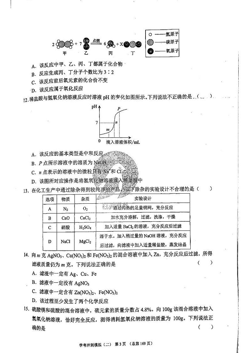 2023年济南市初三化学中考模拟冲刺二_0 试卷03