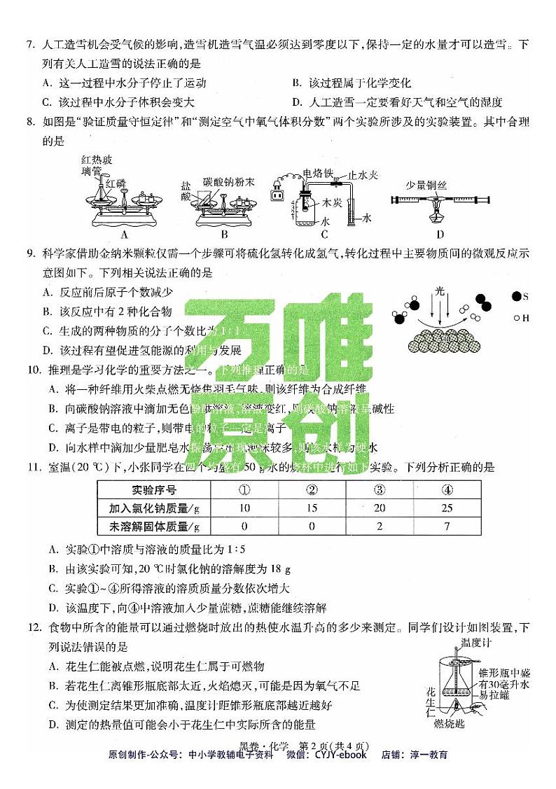【1】《黑白卷》-安徽：化学第2页