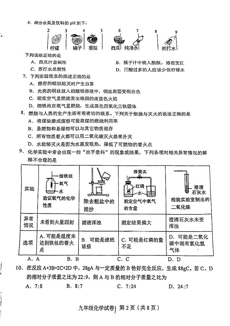 2023年天津和平区中考三模化学试卷【含答案PDF版】02