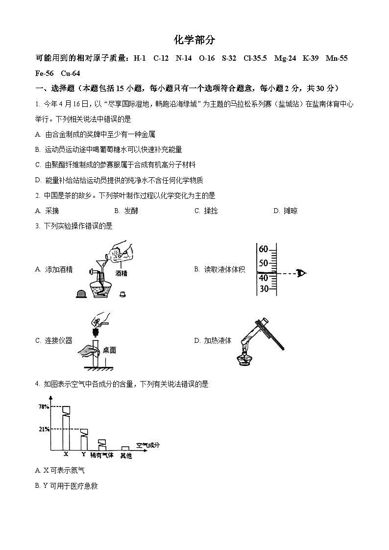 2023年江苏省盐城市盐都区中考二模化学试题（解析版）01