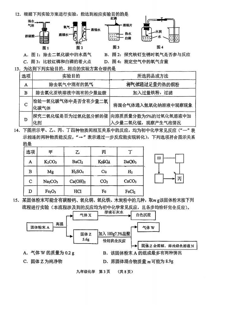 2023年天津市南开区中考三模化学试卷第3页