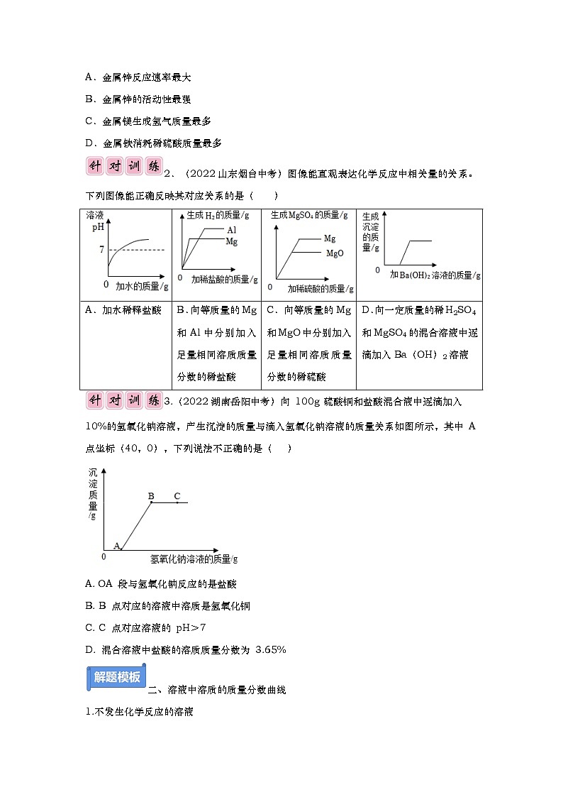 专题04 坐标曲线题-备战中考化学必备解题模板系列（原卷版）第3页