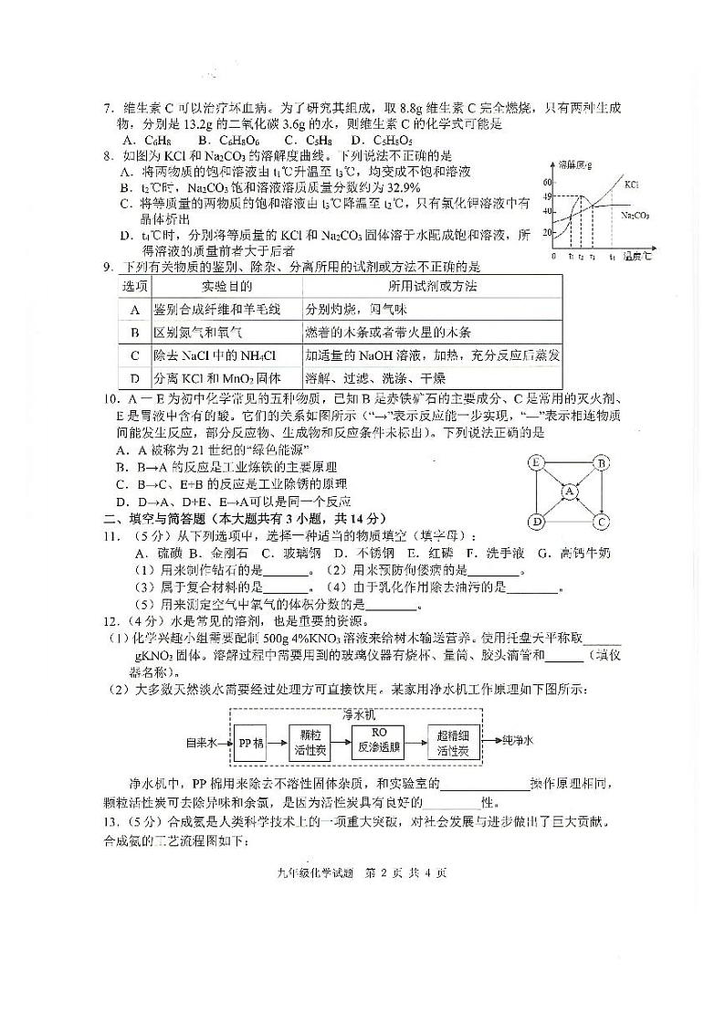徐州市2023年中考化学信息押题卷含答案第2页