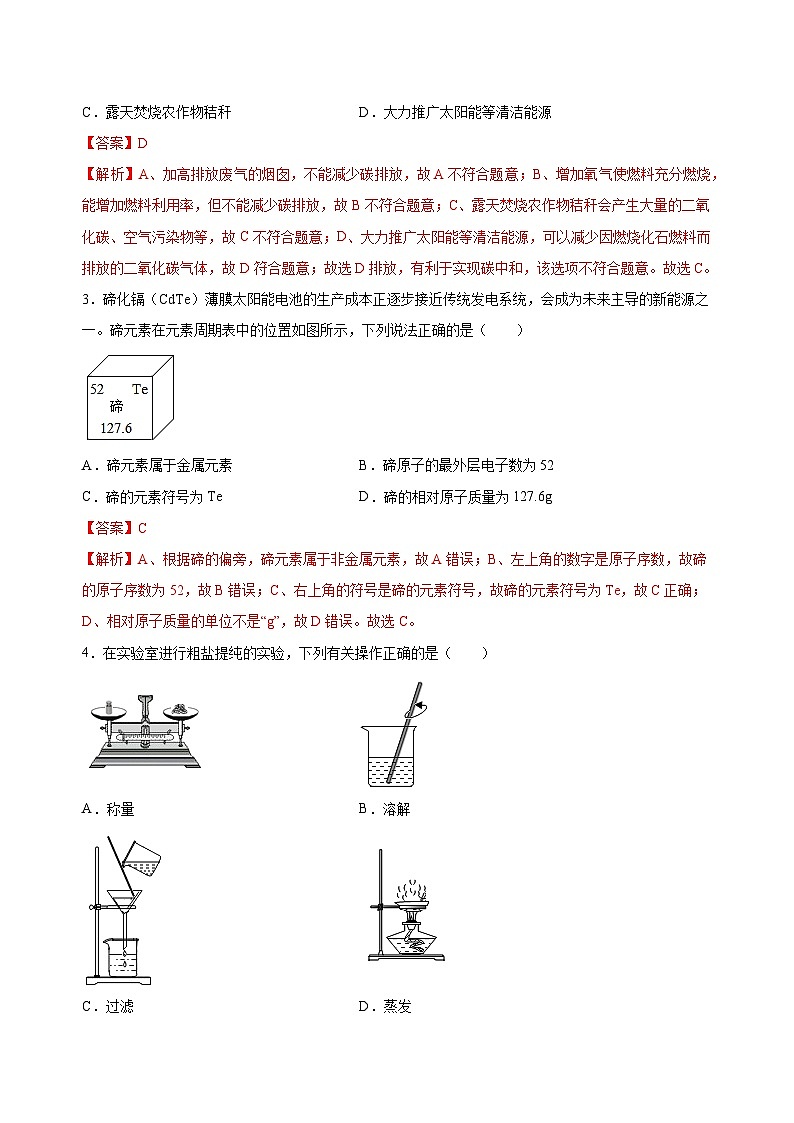 2023年中考化学考前押题超车卷A（安徽专用）（解析版）第2页