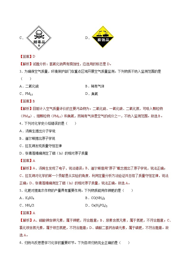 2023年中考化学考前押题超车卷A（海南专用）（解析版）02