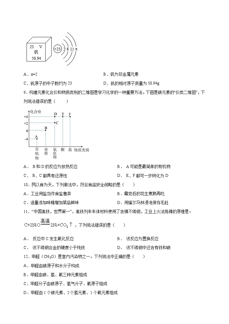 2023年中考化学考前押题超车卷A（重庆专用）（原卷版）03