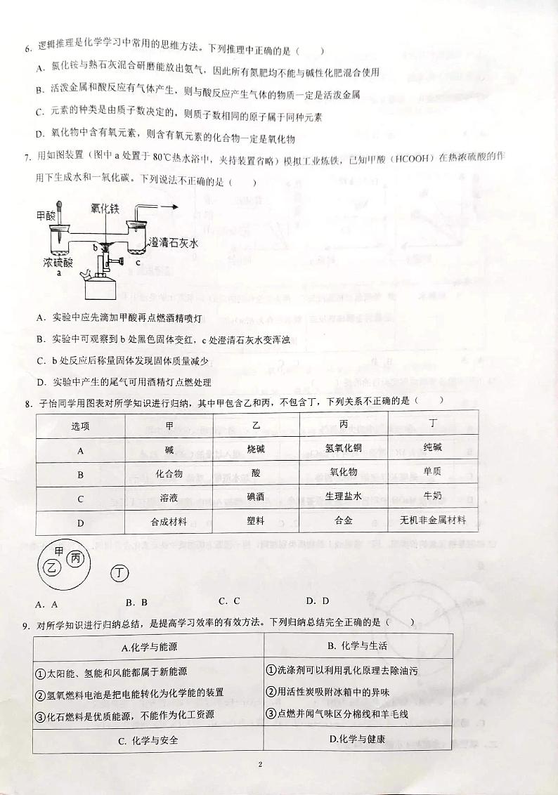 2023年山东省东营市实验中学5月中考模拟化学试题02