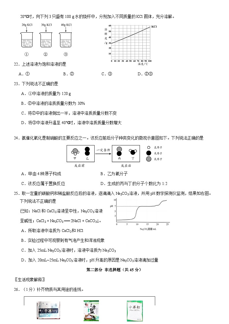 2021北京石景山初三一模化学（教师版） 试卷03