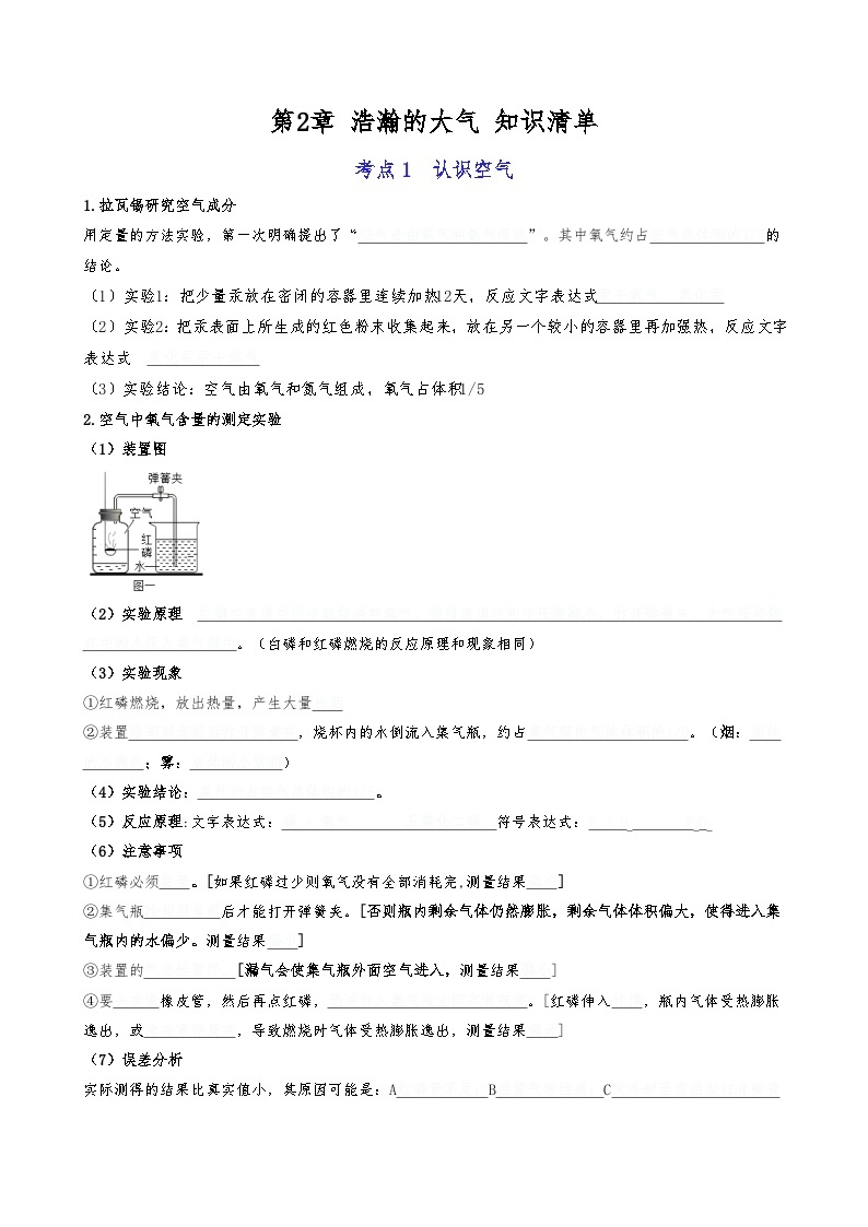 【期末复习】第2章 浩瀚的大气——初中化学九年级单元知识点梳理（沪教版·上海）01