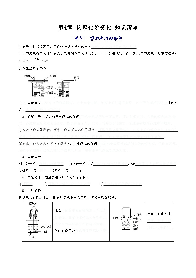 【期末复习】第4章认识化学变化 ——初中化学九年级单元知识点梳理（沪教版）01