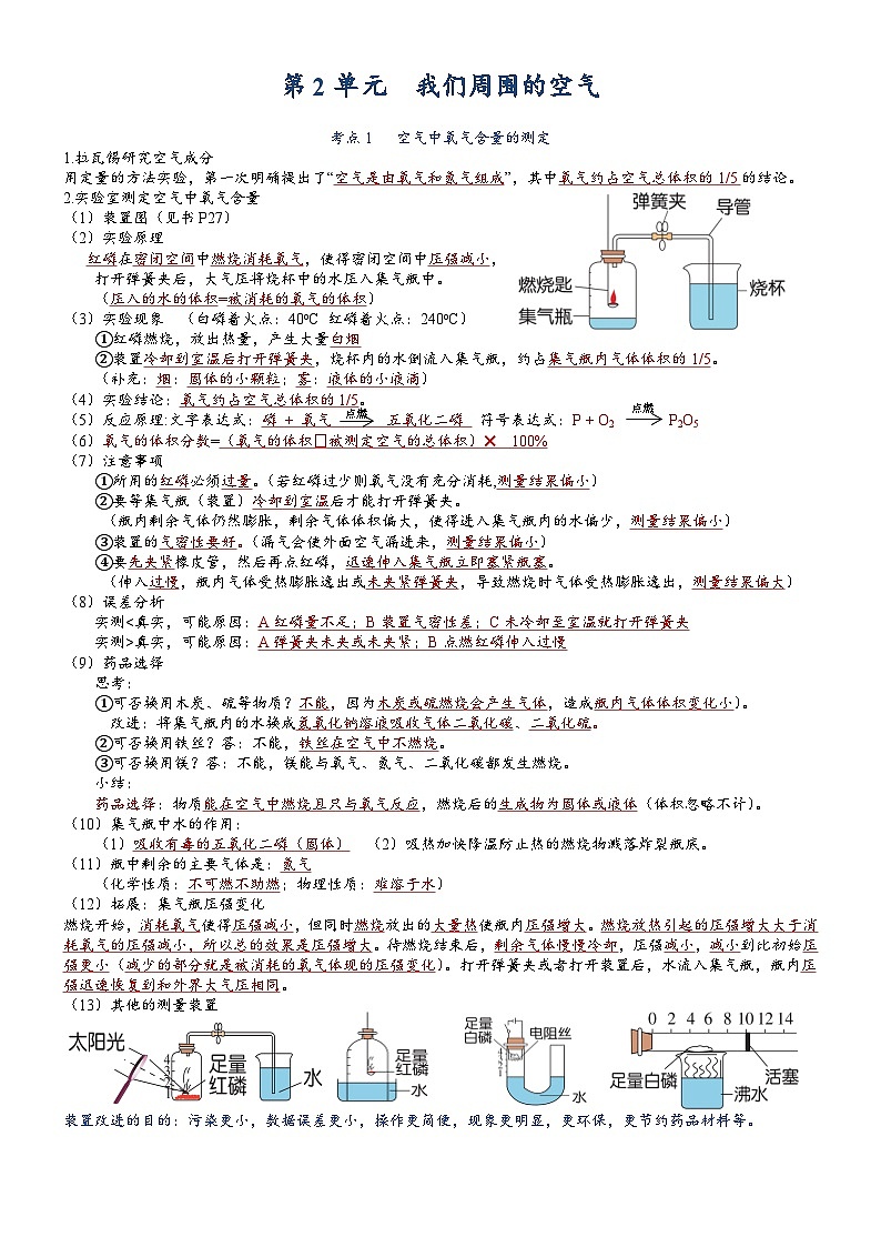 【期末复习】第2单元 空气——初中化学九年级单元知识点梳理（人教版）01