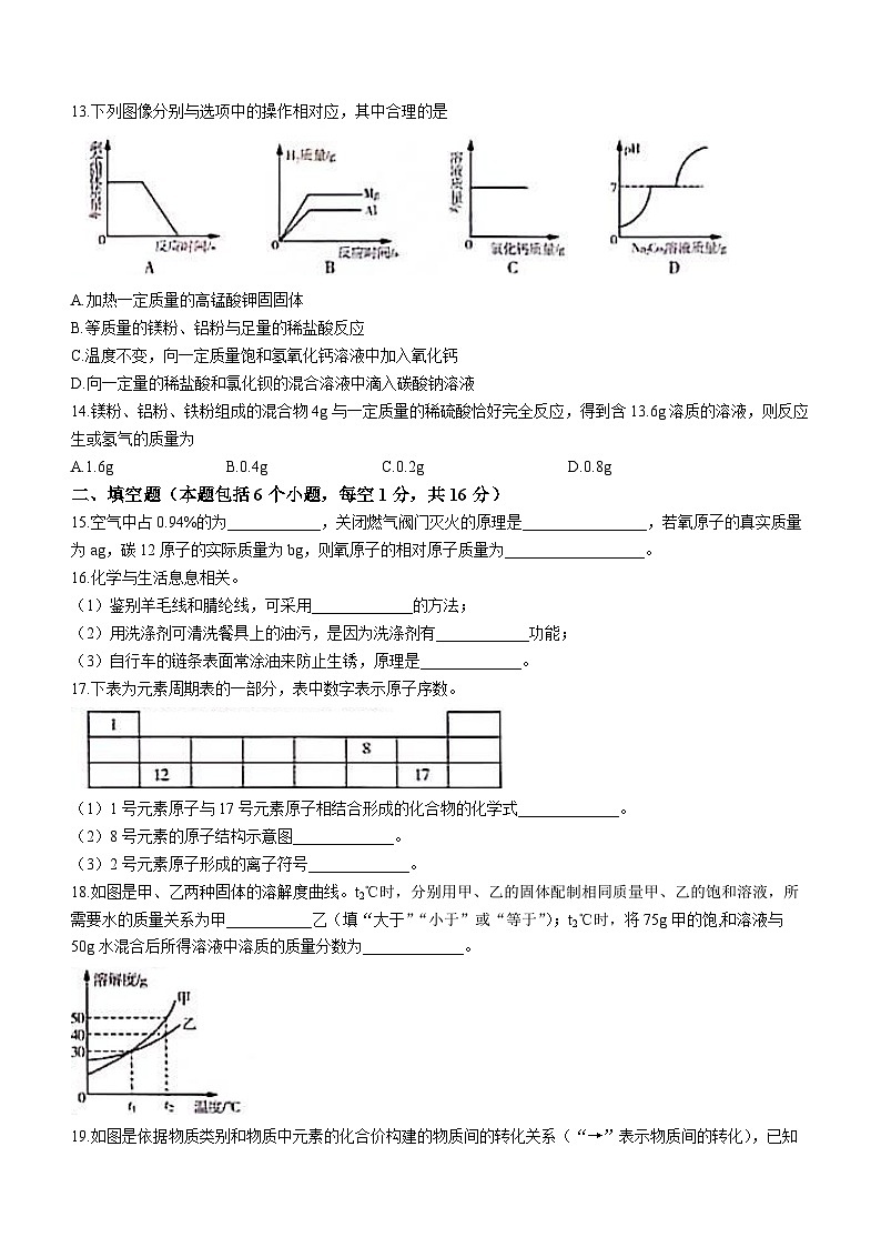 2023年河南省郑州市中原区郑州外国语中学中考三模化学试题(含答案)03