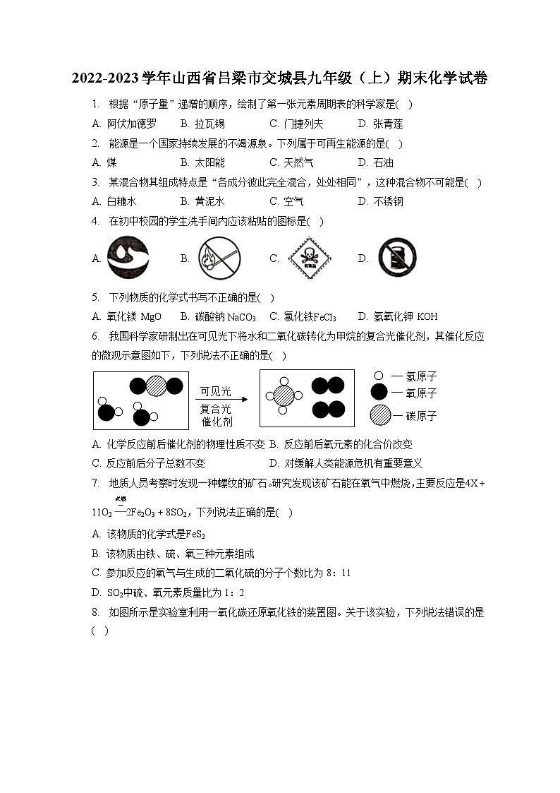 2022-2023学年山西省吕梁市交城县九年级（上）期末化学试卷（含解析）第1页