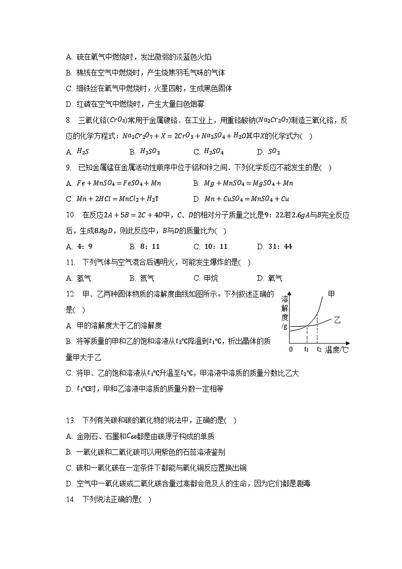 2022-2023学年天津市滨海新区华苑枫叶国际学校九年级（上）期末化学试卷（含解析）02