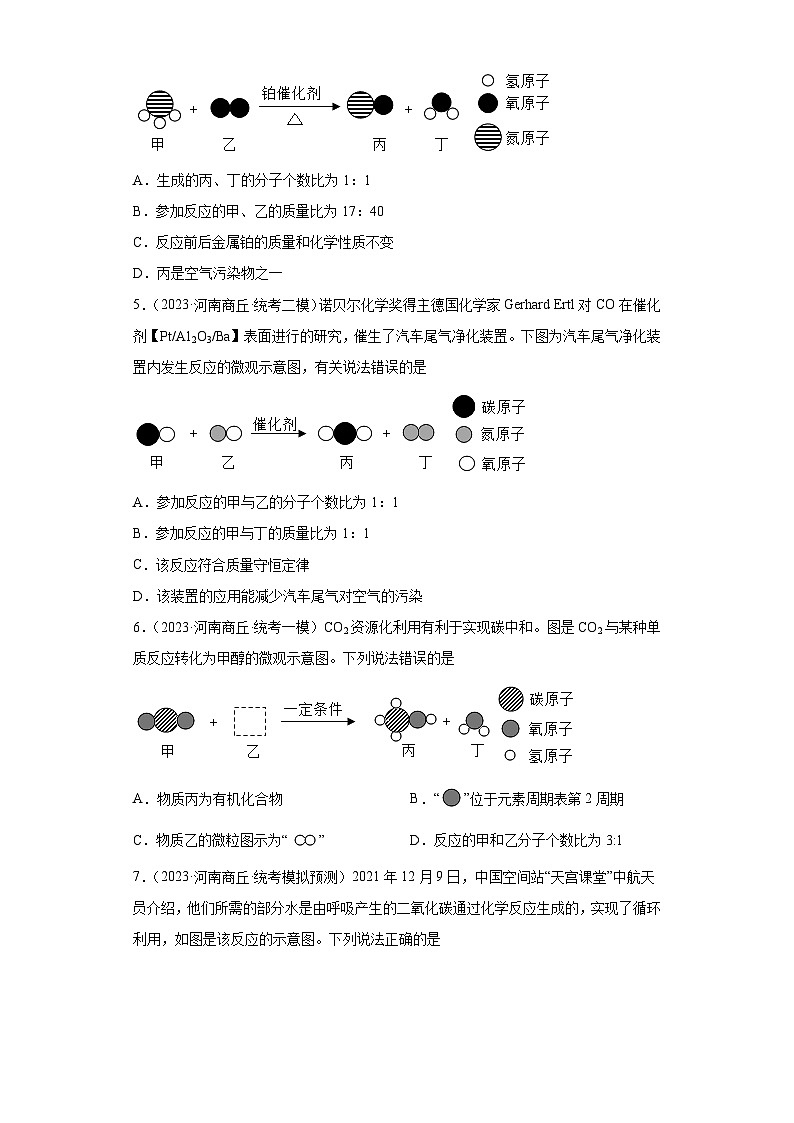2023年中考化学知识点模拟新题专项练习（河南专用）-15微观示意图②第2页