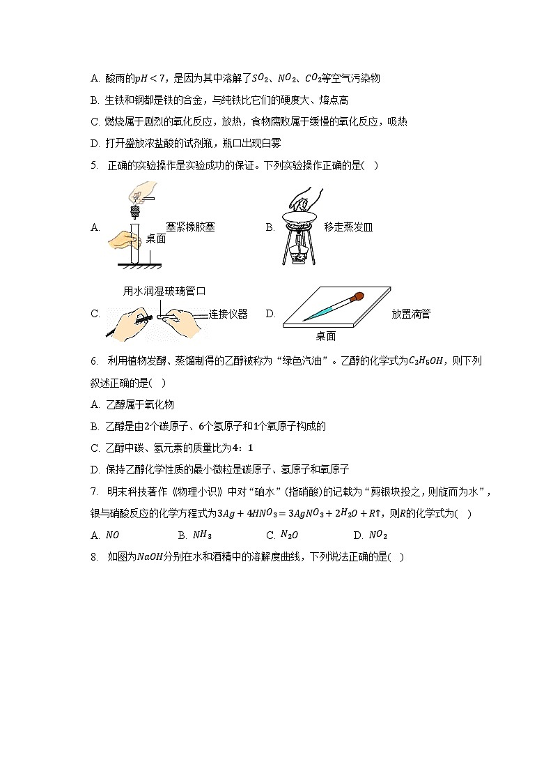2023年安徽省滁州市定远县城西六校中考化学二模试卷（含解析）第2页