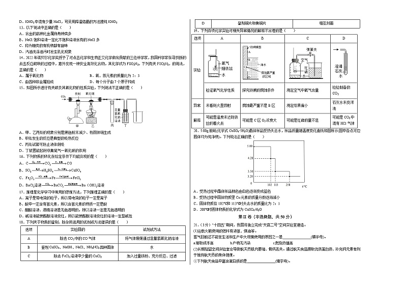 化学（天津卷）-【试题猜想】2023年中考考前最后一卷（考试版+答题卡+全解全析+参考答案）02