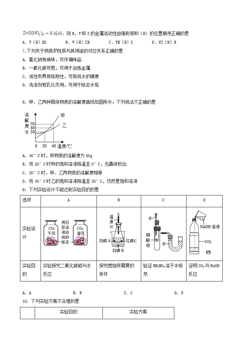 化学（新疆卷）-【试题猜想】2023年中考考前最后一卷（考试版+答题卡+全解全析+参考答案）02
