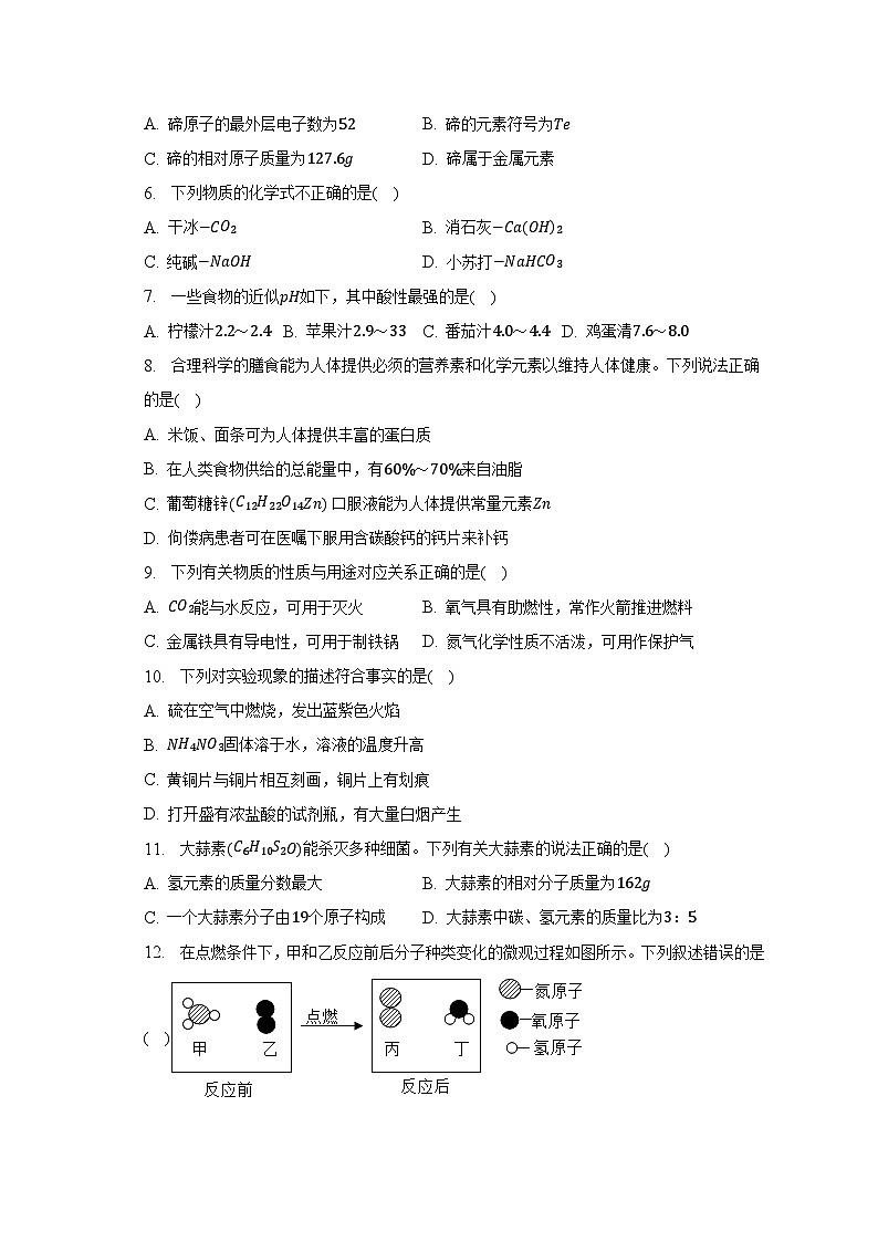 2023年江苏省南京市秦淮区六校中考化学质检试卷（含解析）第2页