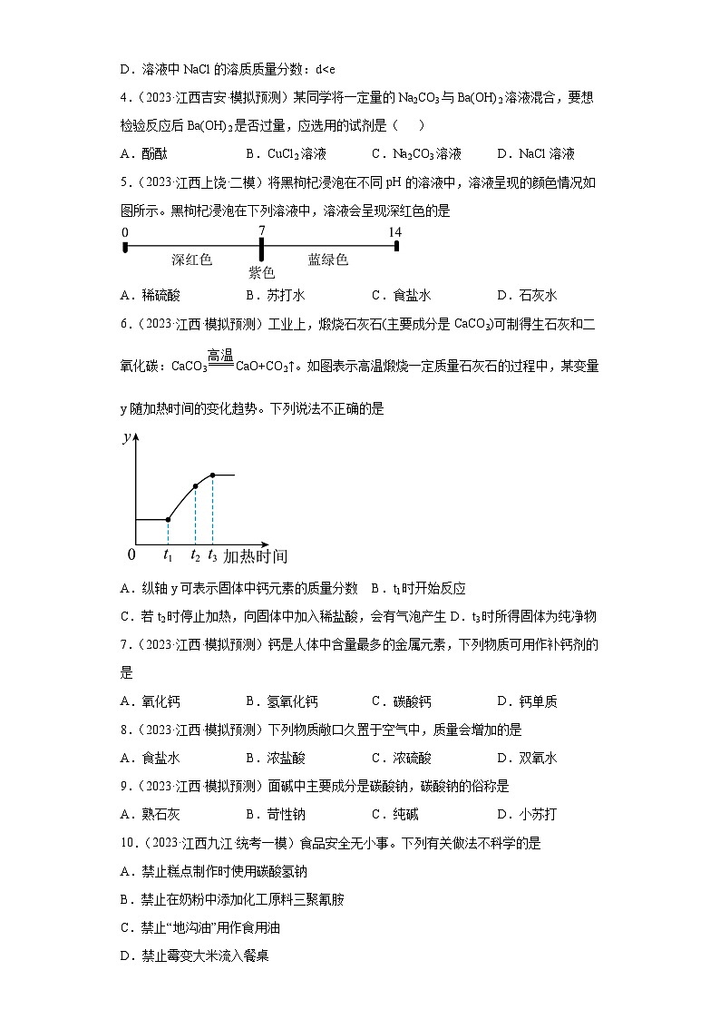 2023年中考化学知识点模拟新题专项练习（江西专用）-17盐第2页