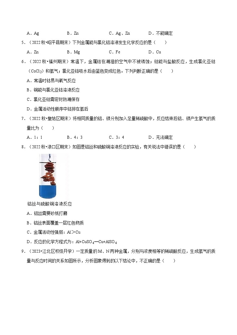 专题12 金属与酸、盐溶液反应 (原卷版)第2页