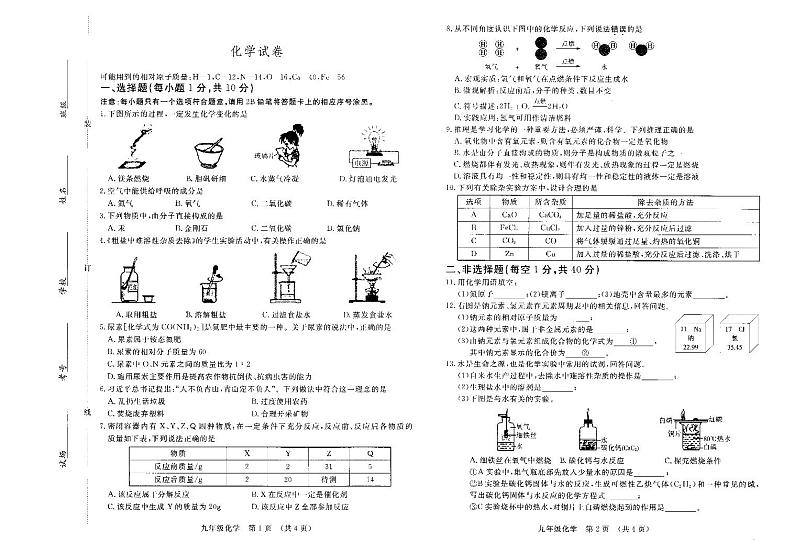 2023年吉林省长春市绿园区中考模拟大练习化学试卷（二）01