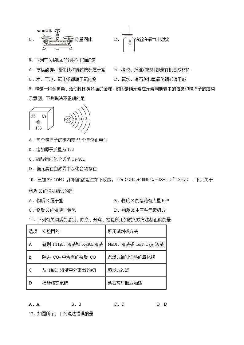 2023年河南省商丘市夏邑县中考第三次质量检测化学试题卷(含答案)第2页