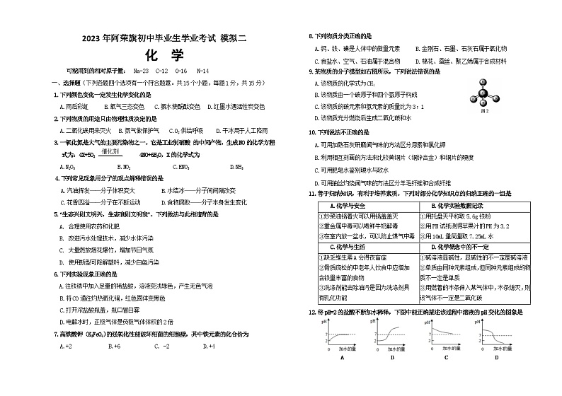 2023年内蒙古呼伦贝尔市阿荣旗中考二模化学试题(含答案)01