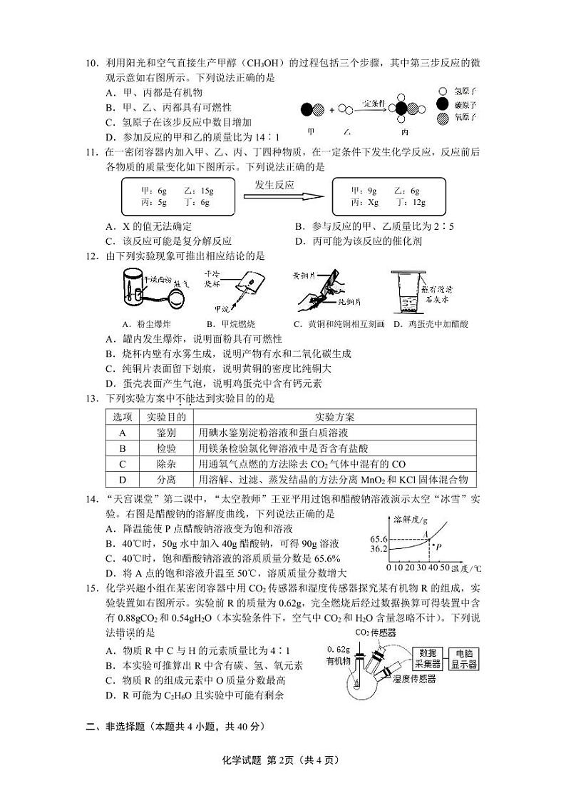 江苏盐城射阳实验2023届初三中考适应性考试化学试卷02
