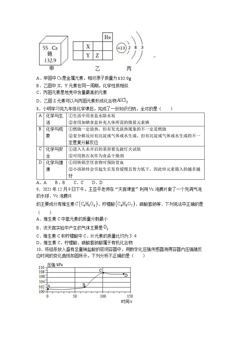 2023年广东省江门市恩平市大田初级中学中考适应性化学试题(无答案)第3页