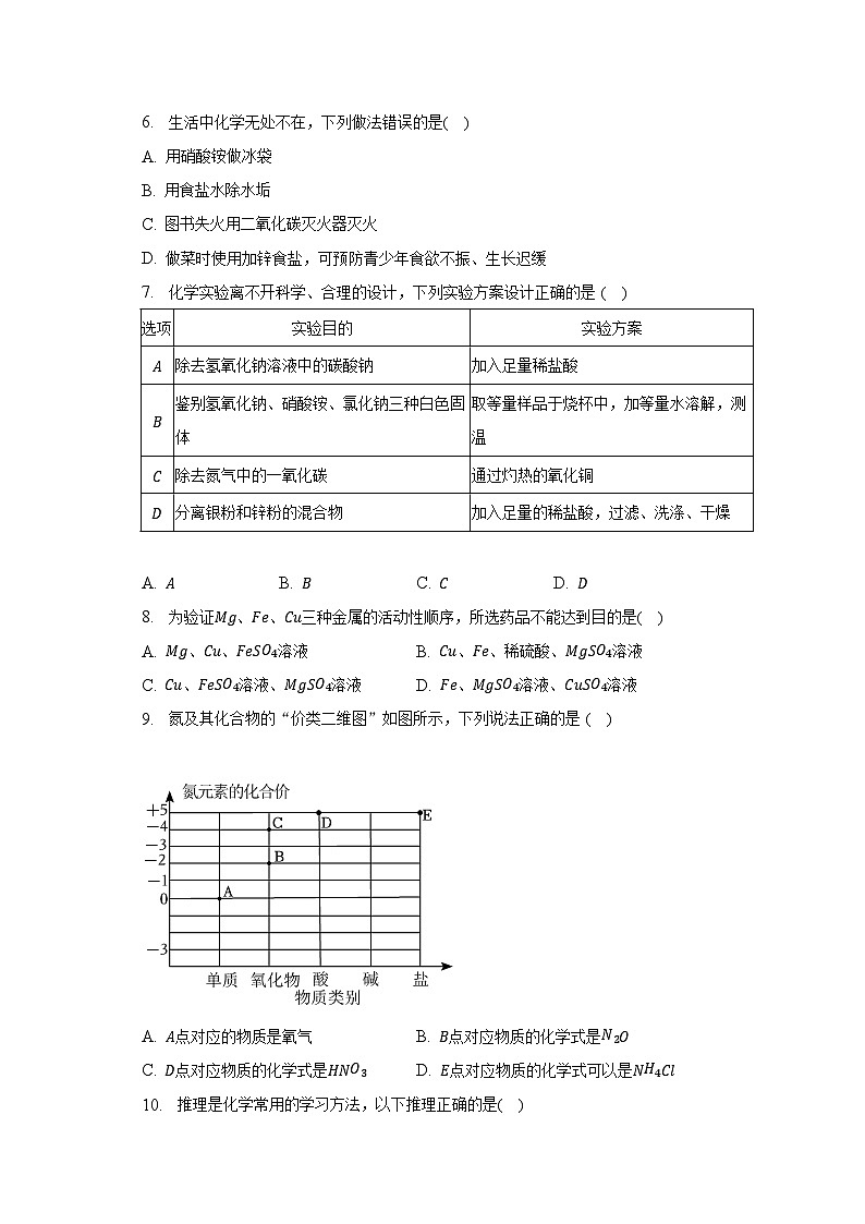 2023年湖北省黄石市四区中考化学联考试卷（含解析）02