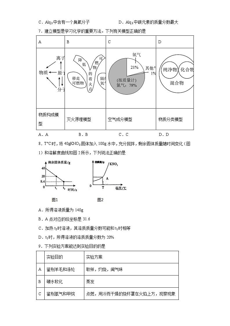 2023年福建省福州市第八中学中考三模化学试题(含答案)02