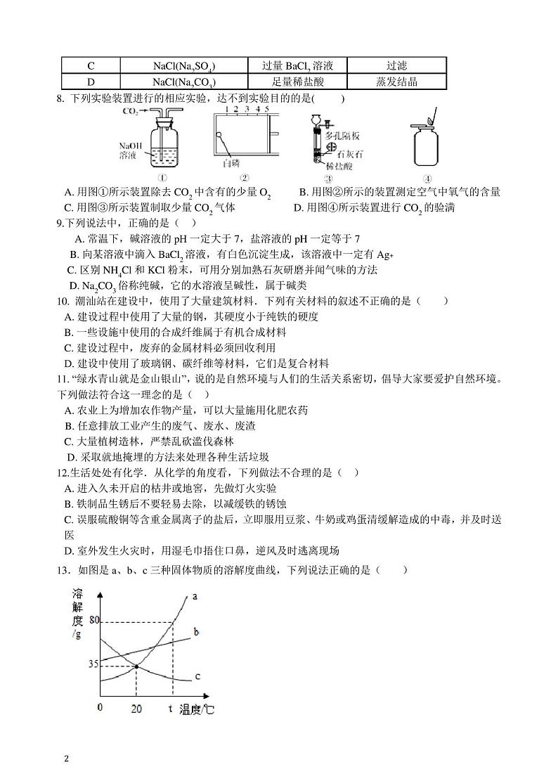 2020广东中考化学模拟卷(18)第2页