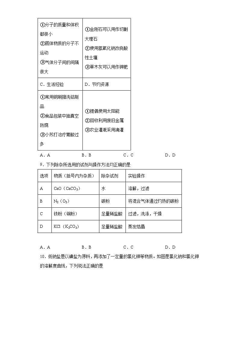 2023年广东省深圳市福田区深圳实验学校初中部中考三模化学试题(含答案)03