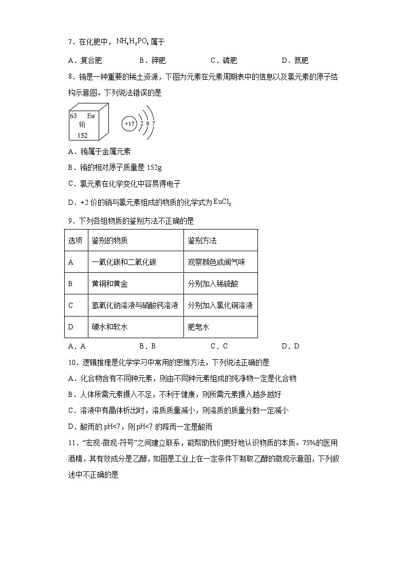 2023年河南省周口市淮阳区淮阳中学中考三模化学试题(含答案)02