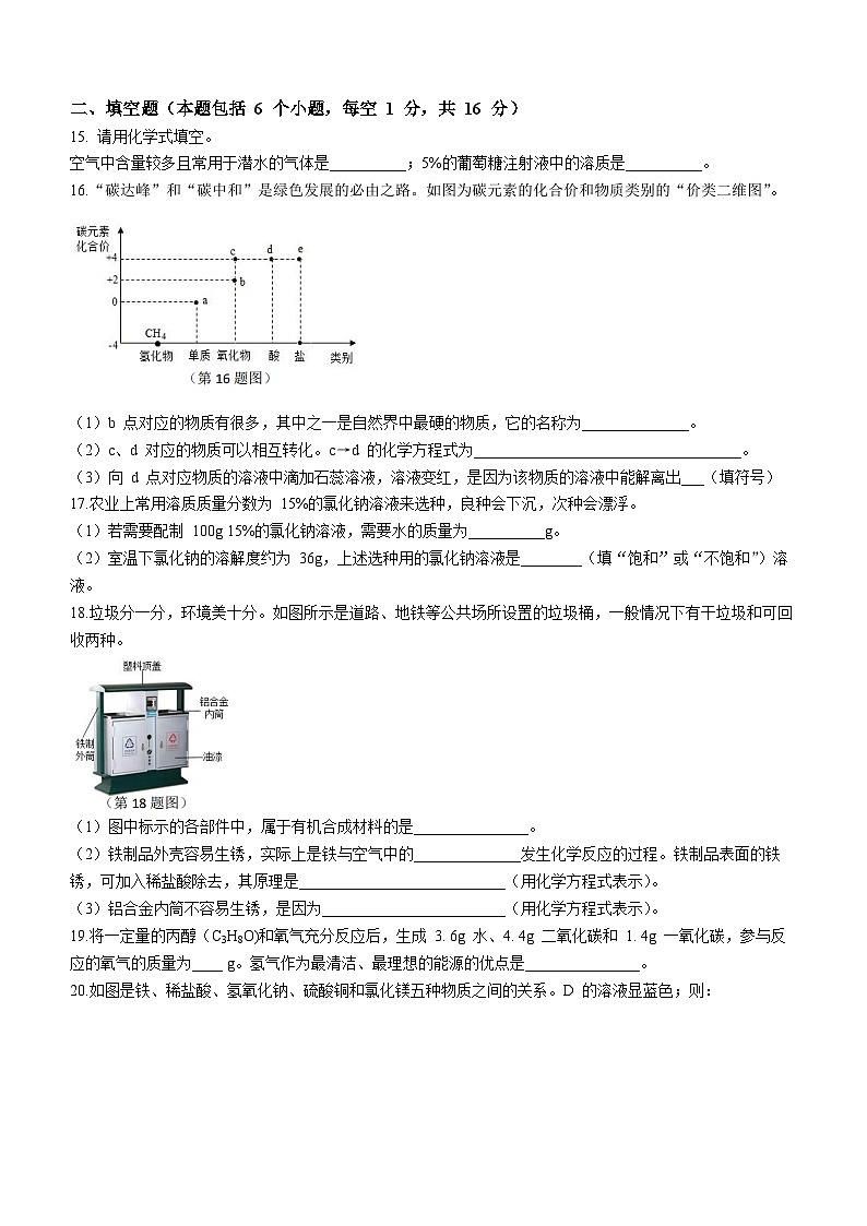 2023年河南省郑州市外国语中学中考二模化学试题03