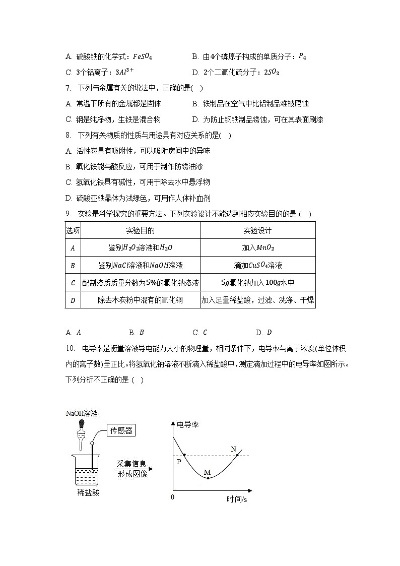 2023年福建省泉州市鲤城区现代中学中考化学模拟试卷（含解析）02