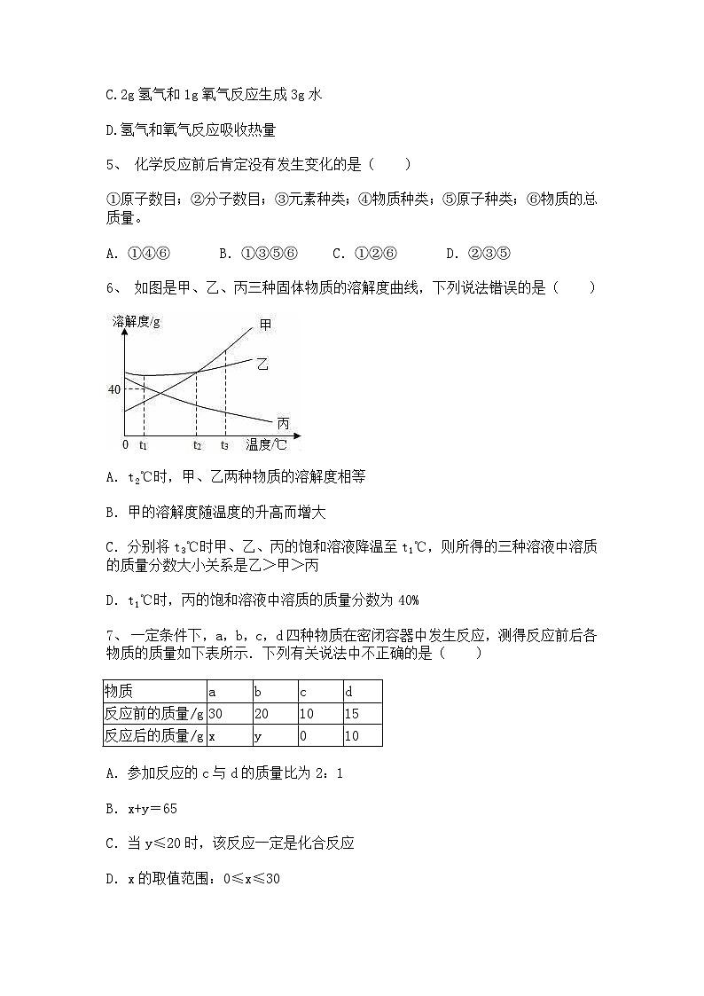 中考化学模拟试卷第2页
