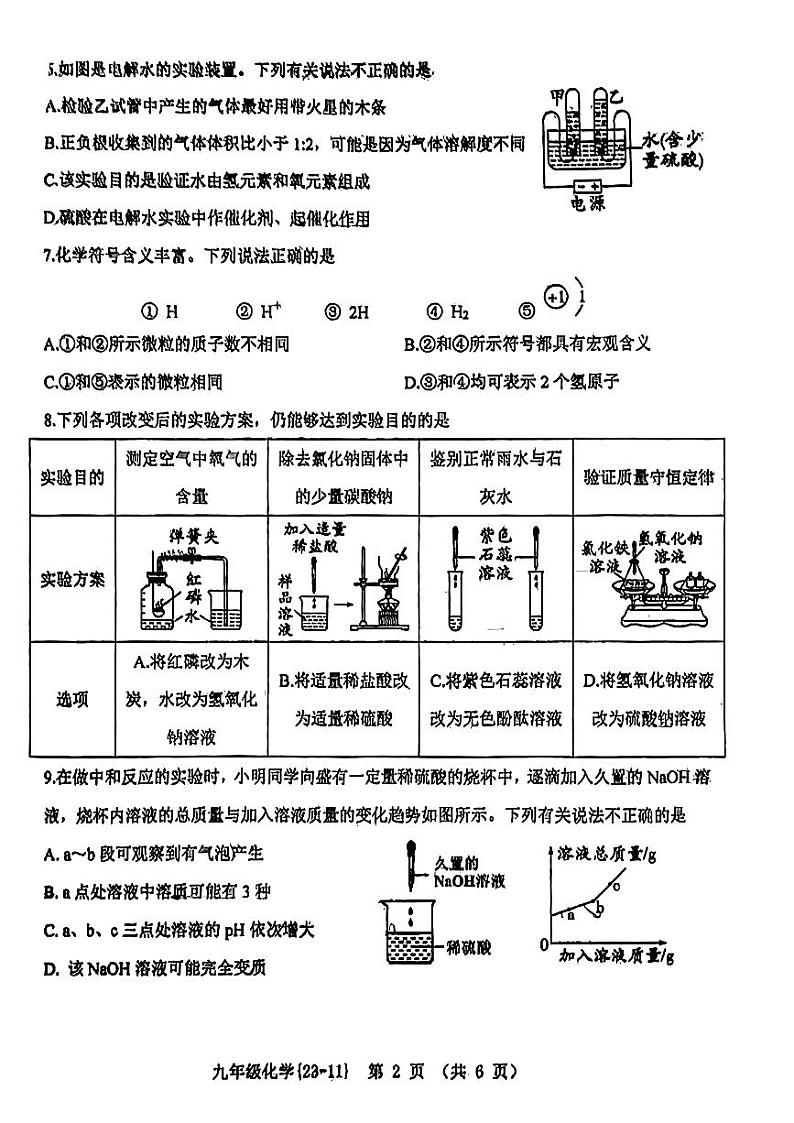 2023年陕西西安工业大学附属中学九年级中考第十一次模拟化学试题第2页