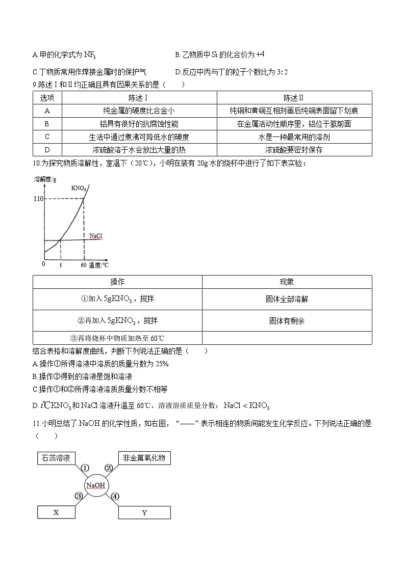 2023年4月广东省深圳市南山第二外国语学校中考二模化学试题03