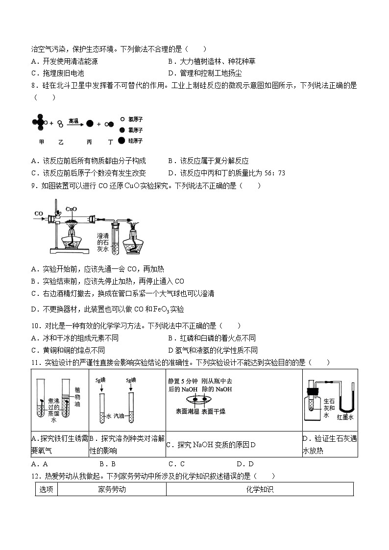 2023年山东省临沂市郯城县中考一模化学试题(无答案)02