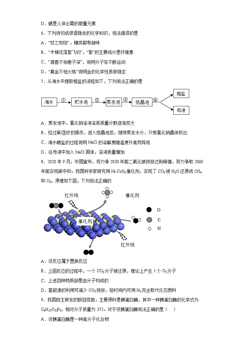 2021年广东省广州实验中学教育集团中考二模化学试题（含解析）第2页