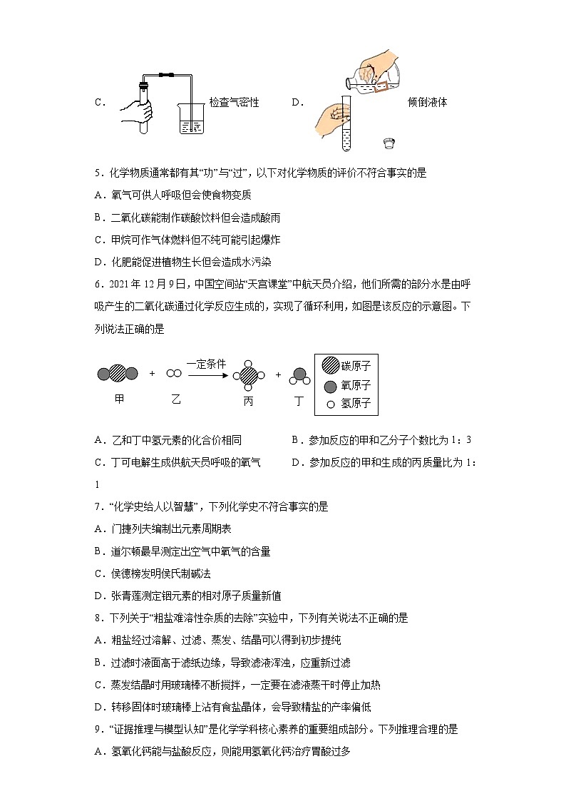 2023年吉林省长春市九台区中考模拟化学试题（含解析）第2页
