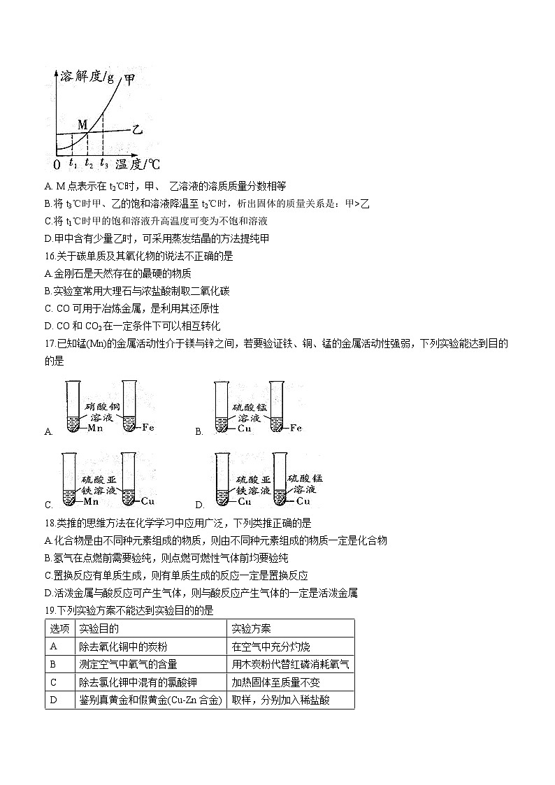2023年广西防城港市中考三模化学试题（含答案）03