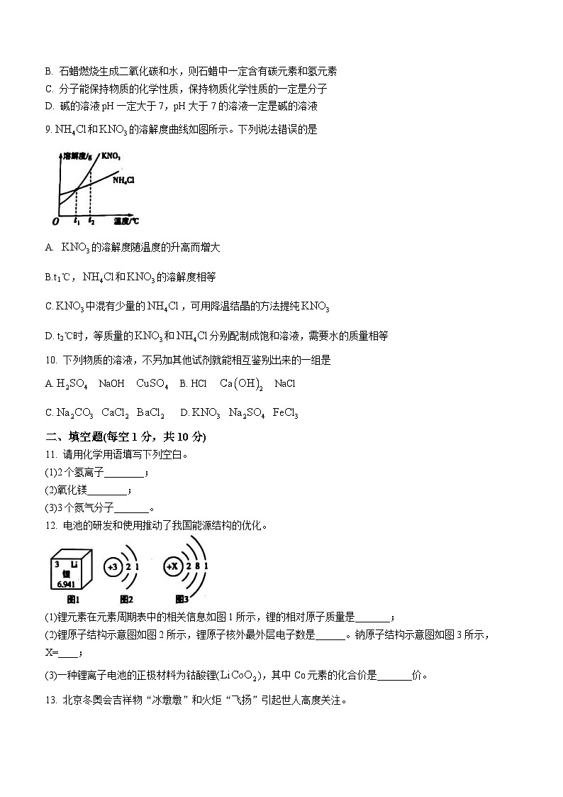 2023年吉林省松原市前郭县中部分学校中考第四次模拟化学试题（含答案）第2页