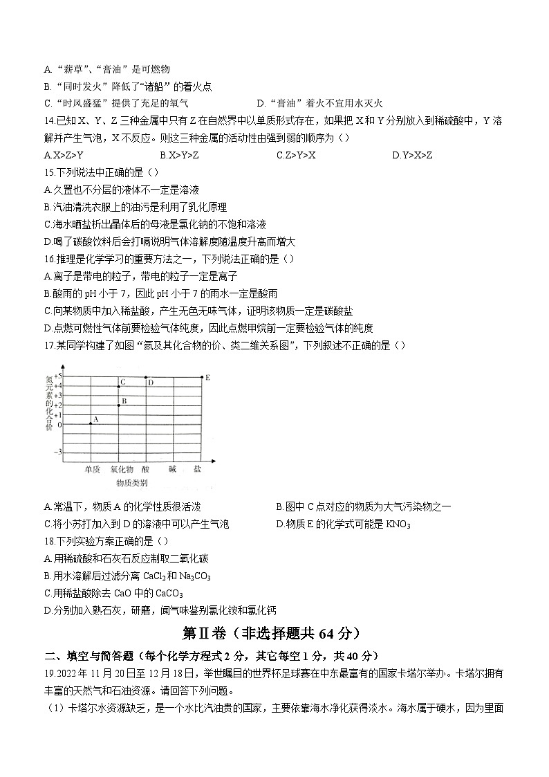 2023年山东省临沂市中考一模化学试题(无答案)03