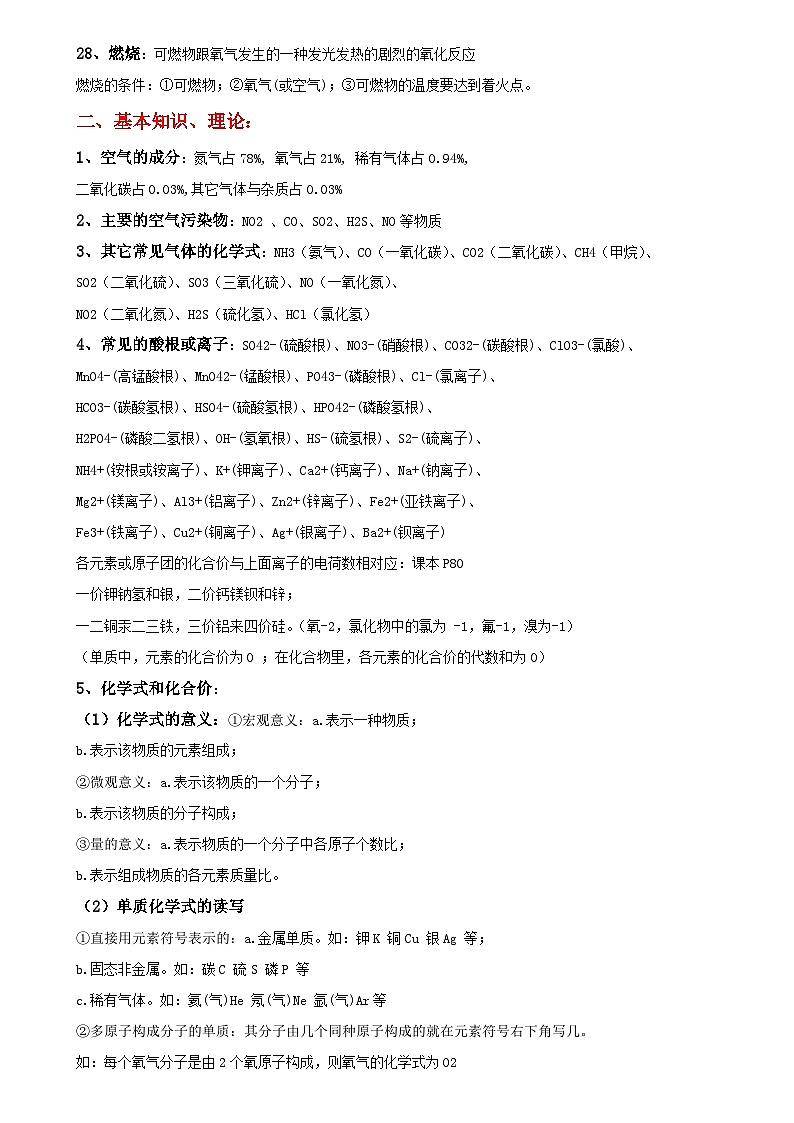 2024中考复习初中化学知识点归纳汇总（人教版）第3页