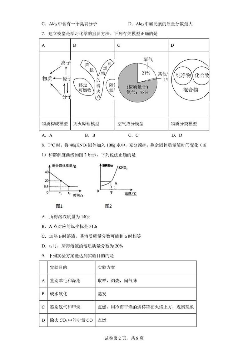 2023年福建省福州市第八中学中考三模化学试题(含答案)第2页