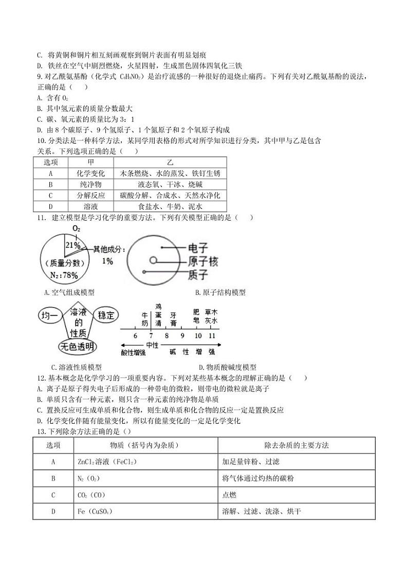 2023年内蒙古赤峰市中考模拟练习化学试题（二）第2页