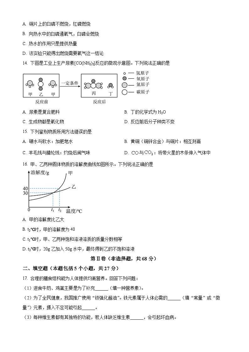 2021年四川省甘孜州中考化学真题（原卷版）03